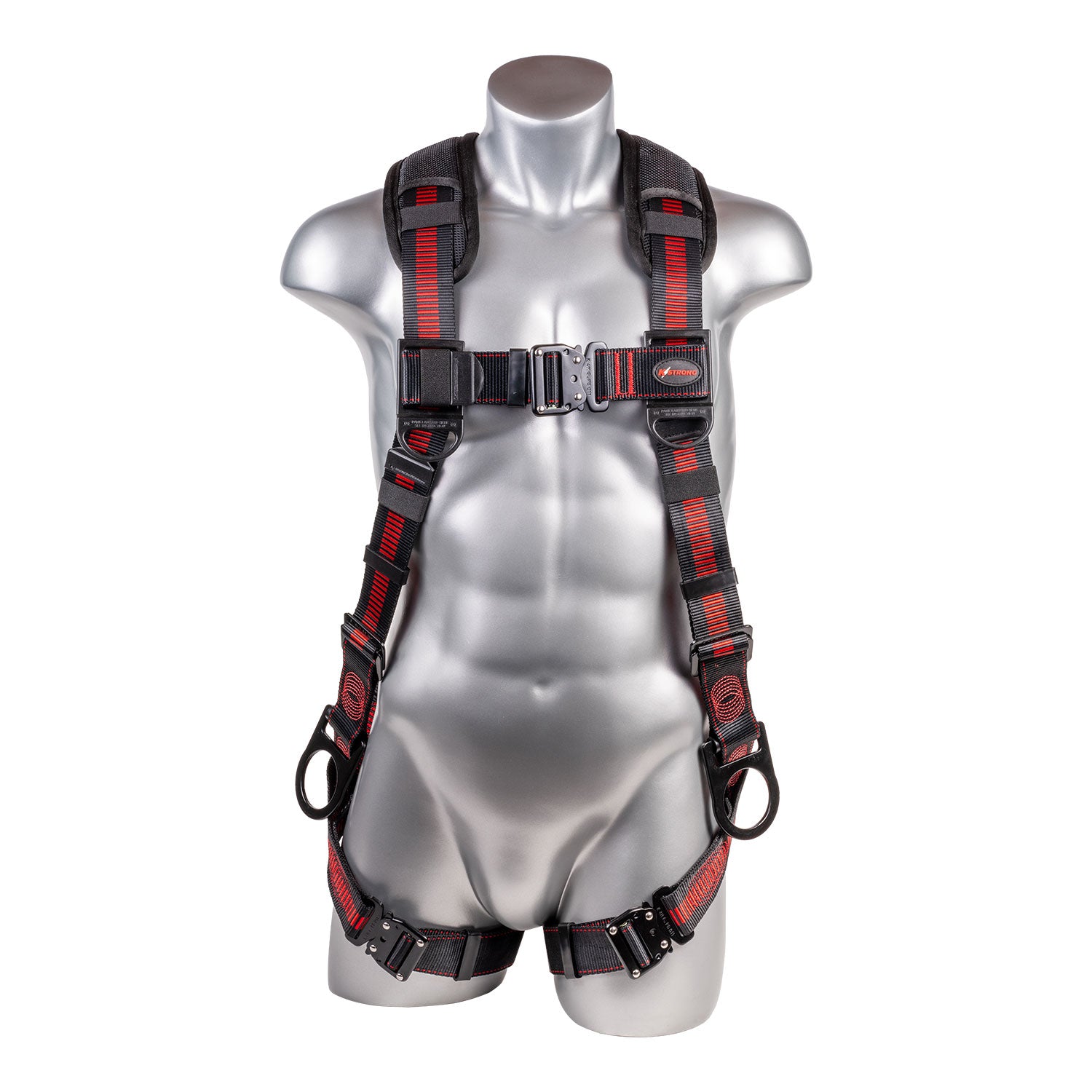 K Strong Kapture Elite+ 5-Point Full Body Harness, Enhanced Dorsal D-ring Plus, 2 Side D-rings, QC Legs, QC Chest, Back/Shoulder Pad, All Black Fittings (XL-2XL) UFH15231Q(XL-2XL)