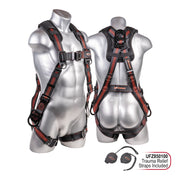 Kapture Elite+ 5-Point Full Body Harness, Enhanced Dorsal D-ring Plus, 2 Side D-rings, QC Legs, QC Chest, Back/Shoulder Pad, All Black Fittings (M-L)