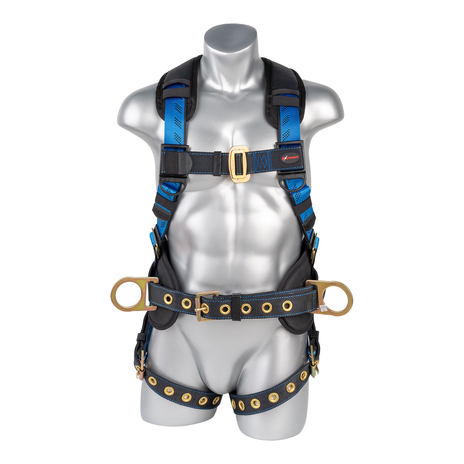 K Strong Kapture Essential+ 5-Point Full Body Harness, Back Pad, TB Waist Belt and Legs, Dorsal D-ring, 2 Side D-rings (M-L) UFH16231GP(M-L)