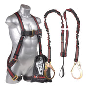 K Strong Kapture Elite 5-Point Full Body Harness, Dorsal D-ring, MB Legs, 6' Twin Leg Internal Design SAL w/ Loop and Rebar Hooks, Storage Bag (L-XL) UFK20025(L-XL)