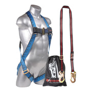 K Strong Aerial Kit Essential 3-Point Full Body Harness, Dorsal D-ring, MB Legs, 4.5-6' Adjustable Work Positioning Lanyard w/ Snap Hooks, Storage Bag (L-XL) UFK20410(L-XL)