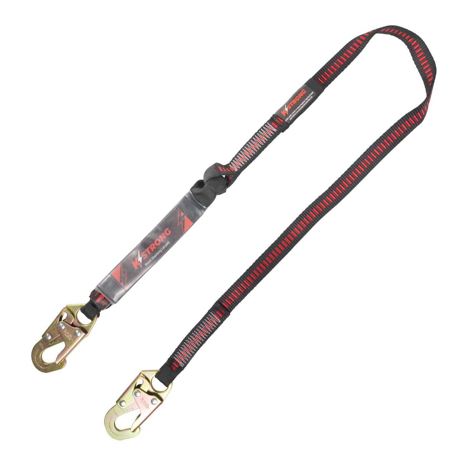 K Strong 6' Clear Pack Design Shock Absorbing Lanyard with Snap Hooks UFL201101
