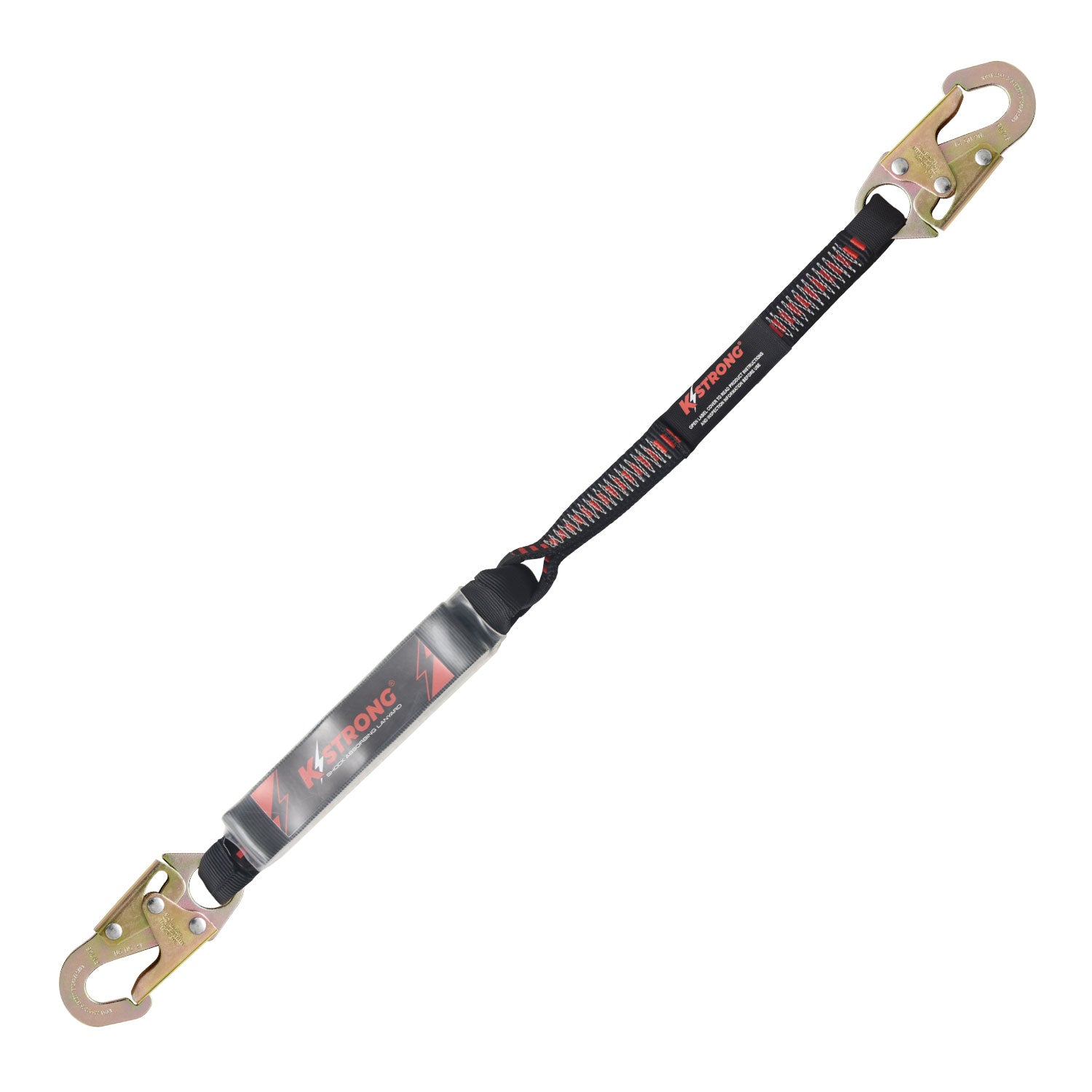 K Strong 3' Clear Pack Design Shock Absorbing Lanyard with Snap Hooks UFL201101(03)