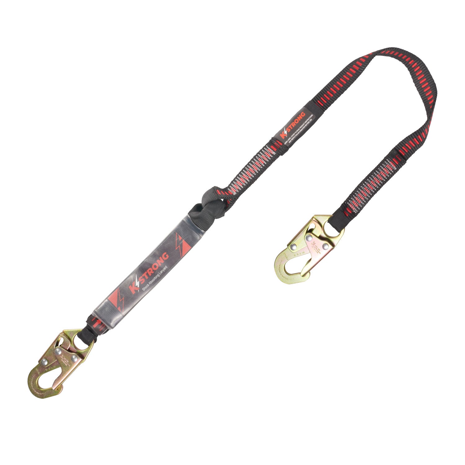 K Strong 4' Clear Pack Design Shock Absorbing Lanyard with Snap Hooks UFL201101(04)