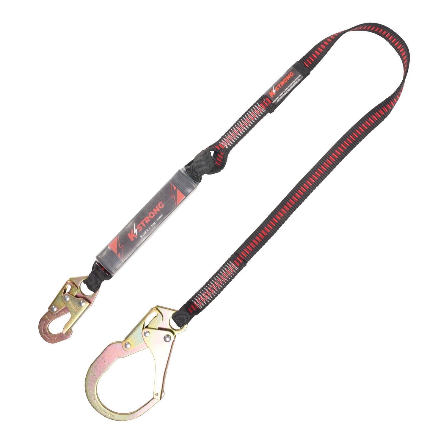 K Strong 6' Clear Pack Design Shock Absorbing Lanyard w/ Snap and Rebar Hook UFL201111