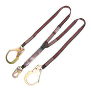 K Strong 6' Twin Leg 100% Tie-off Clear Pack Design Shock Absorbing Lanyard with Snap Hook and Rebar Hooks UFL201131