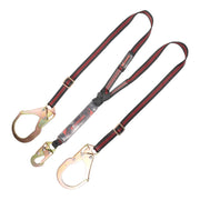 K Strong 4.5 - 6' Adjustable Twin Leg 100% Tie-off Clear Pack Design Shock Absorbing Lanyard with Snap Hook and Rebar Hooks UFL201331