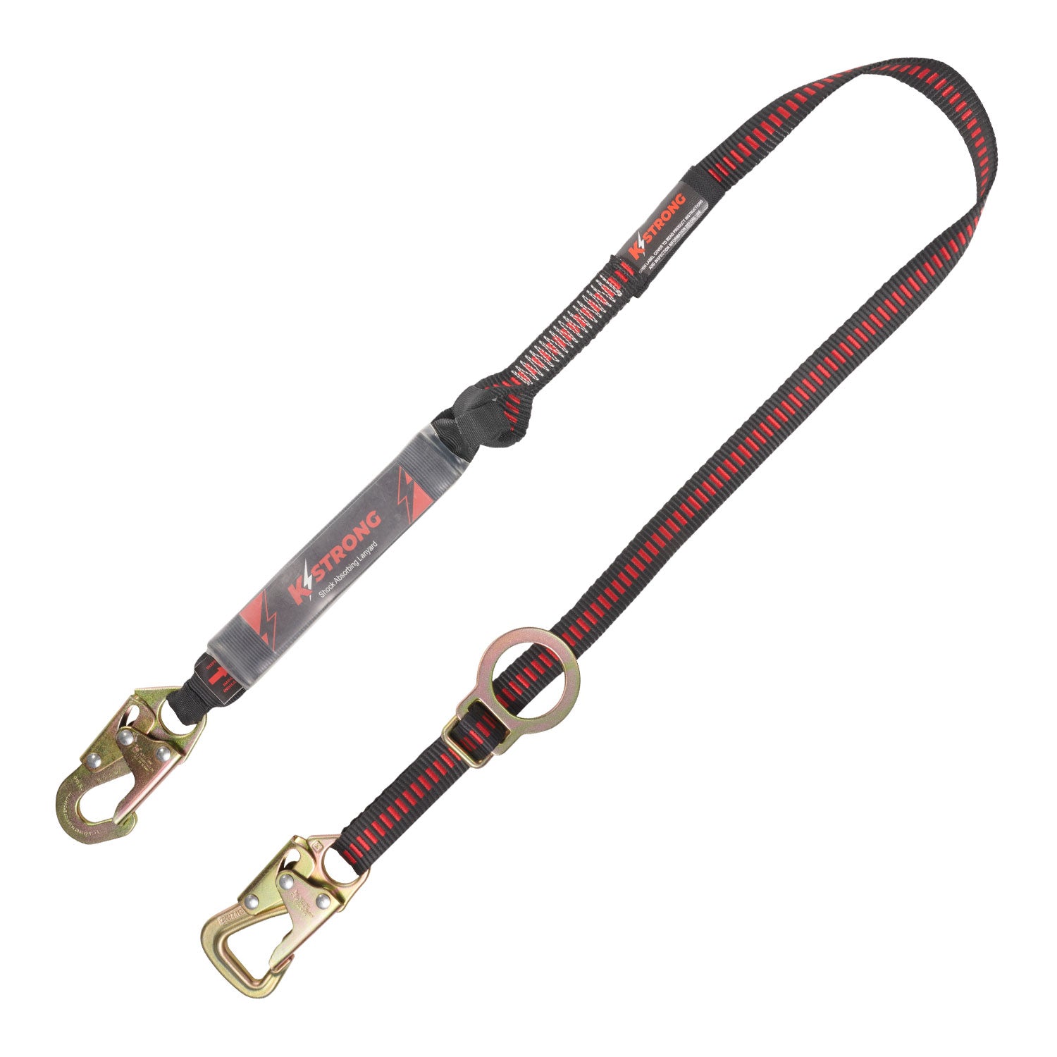 K Strong 6' Tie-back Shock Absorbing Lanyard with Sliding D-ring, Snap Hook and Tie-back Hook UFL201402
