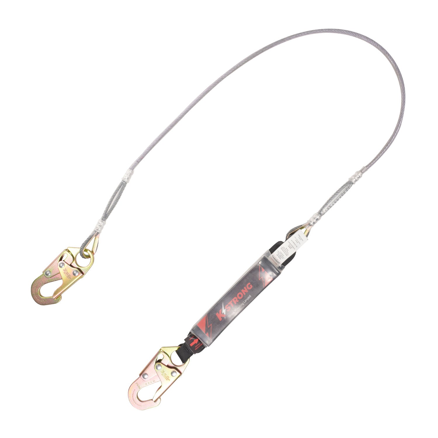 K Strong 6' Leading Edge Rated Clear Pack Design Shock Absorbing Coated Wire Lanyard with Snap Hooks UFL201601