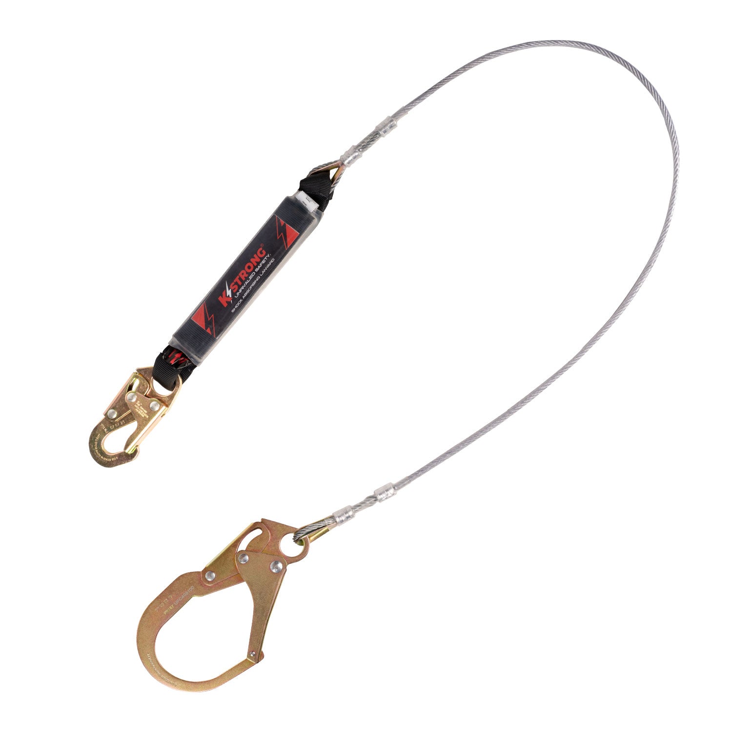 K Strong 6' Leading Edge Rated Clear Pack Design Shock Absorbing Coated Wire Lanyard with Snap Hook and Rebar Hook UFL201611