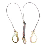 K Strong 6' Leading Edge Rated Twin Leg 100% Tie-off Clear Pack Design Shock Absorbing Coated Wire Lanyard with Snap Hook and Rebar Hooks UFL201622