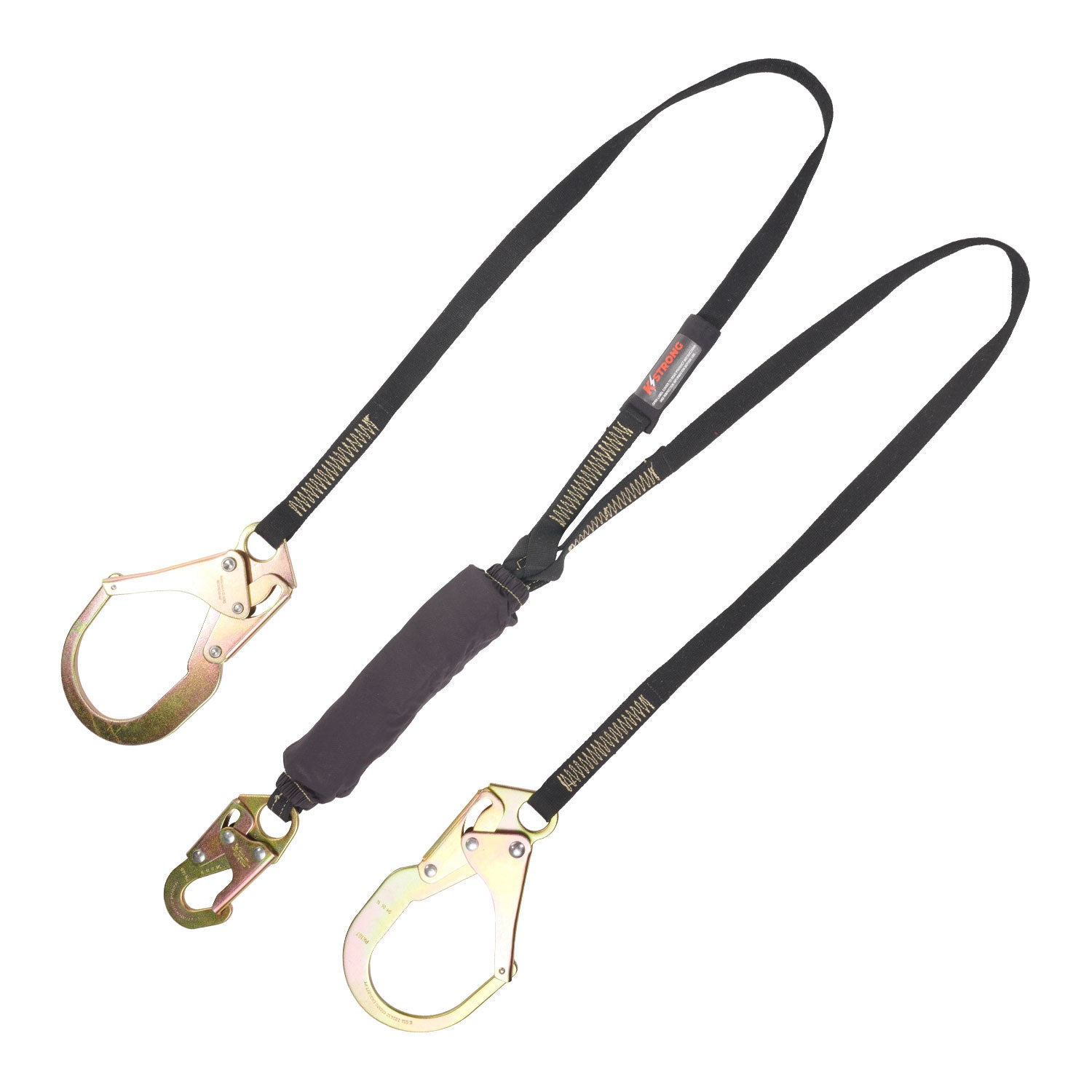 K Strong 6' Twin Leg 100% Tie-off Arc Flash Rated Shock Absorbing Lanyard with Snap Hook and Rebar Hooks UFL201721