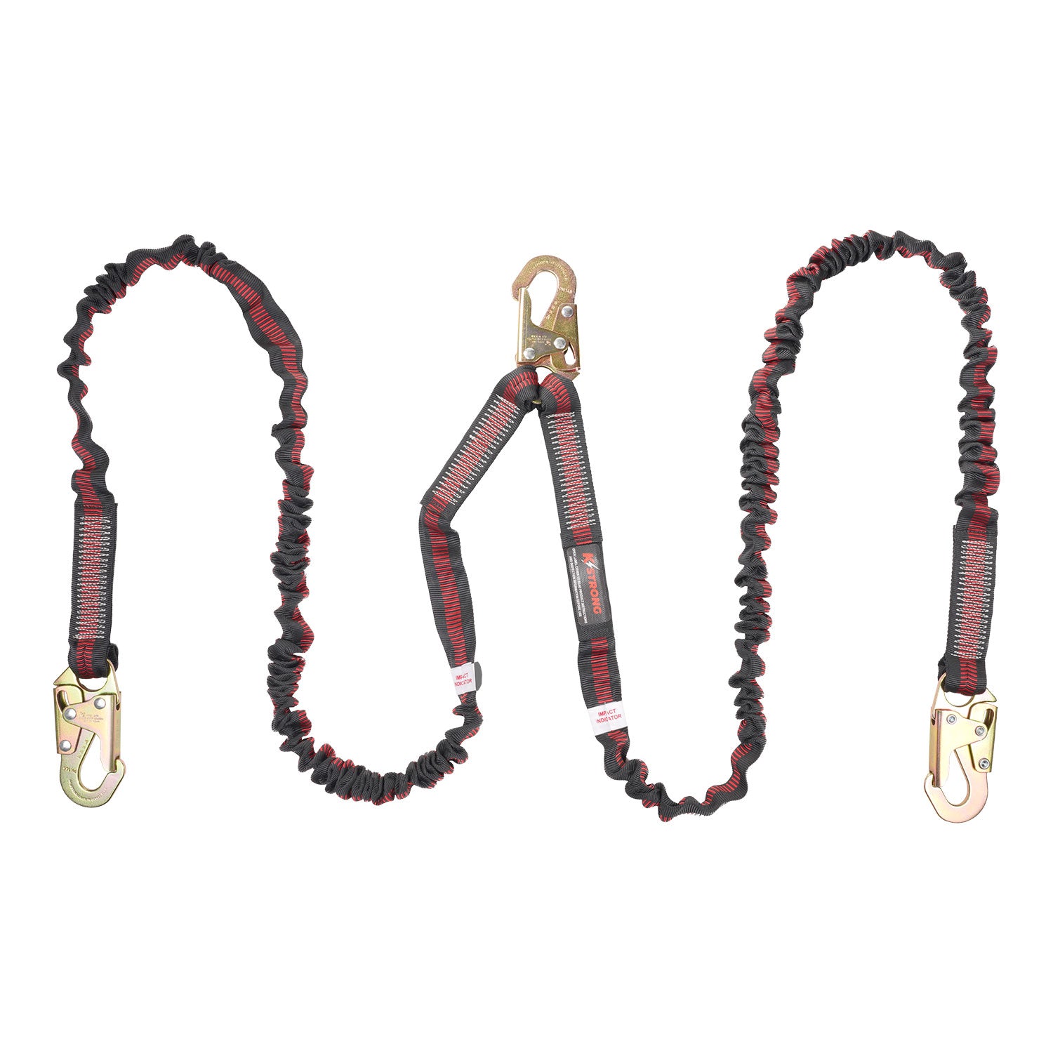 K Strong 6' Twin Leg 100% Tie-off Internal Design Shock Absorbing Lanyard with Snap Hooks UFL204121