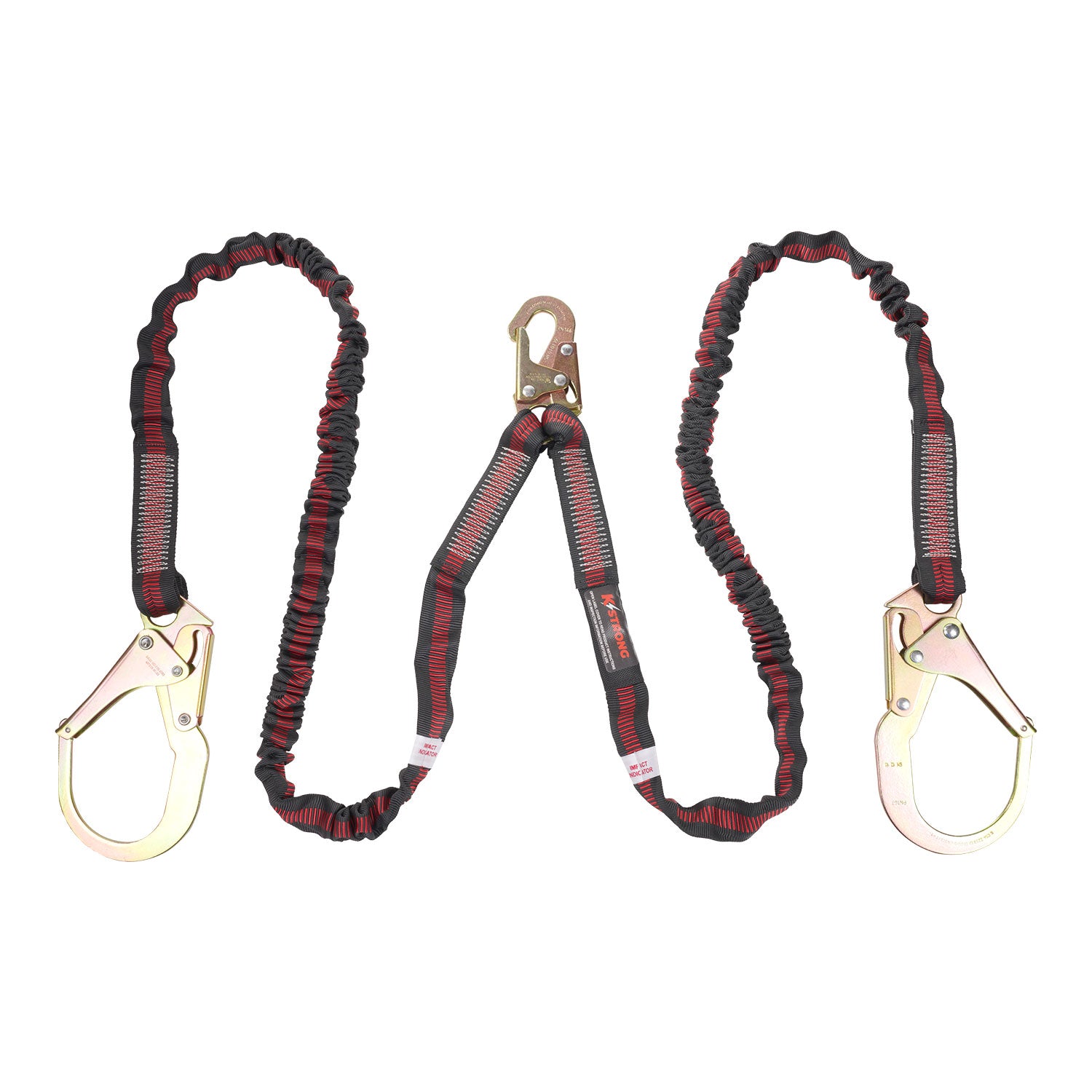K Strong 6' Twin Leg 100% Tie-off Internal Design Shock Absorbing Lanyard with Snap Hook and Rebar Hooks UFL204131