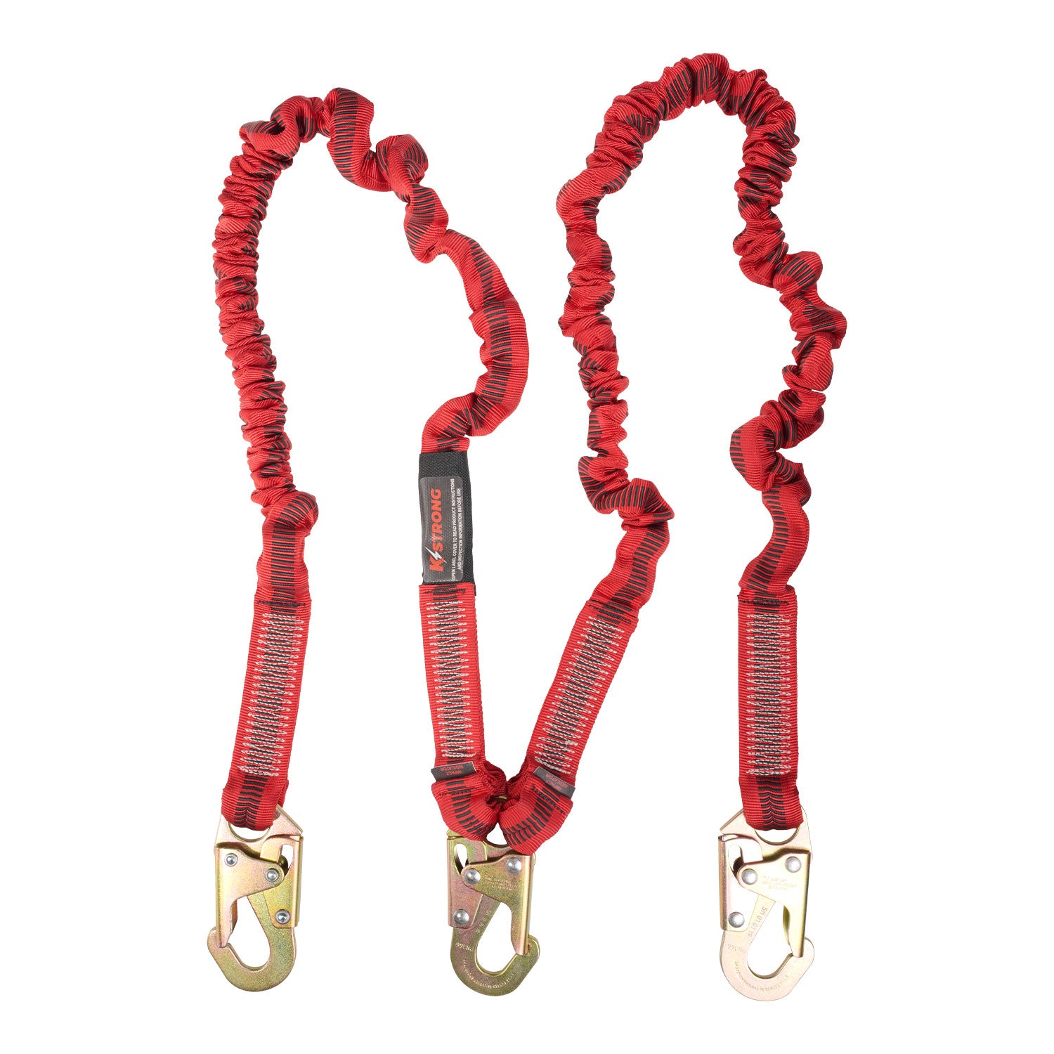 K Strong 4.5 - 6' Twin Leg 100% tie-off Elasticated Design Shock Absorbing Lanyard with Snap Hooks UFL206121