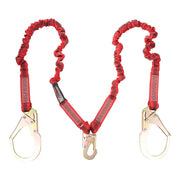 K Strong 4.5 - 6' Twin Leg 100% Tie-off Elasticated Design Shock Absorbing Lanyard with Snap Hook and Rebar Hooks UFL206131