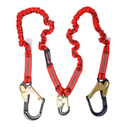 K Strong 4.5 - 6' Twin Leg 100% Tie-off Elasticated Design Shock Absorbing Lanyard with Snap Hook and Rebar Hooks UFL206234
