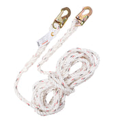 K Strong 25' Vertical White Polydac Rope Lifeline with Snap Hooks at Both Ends UFR210025
