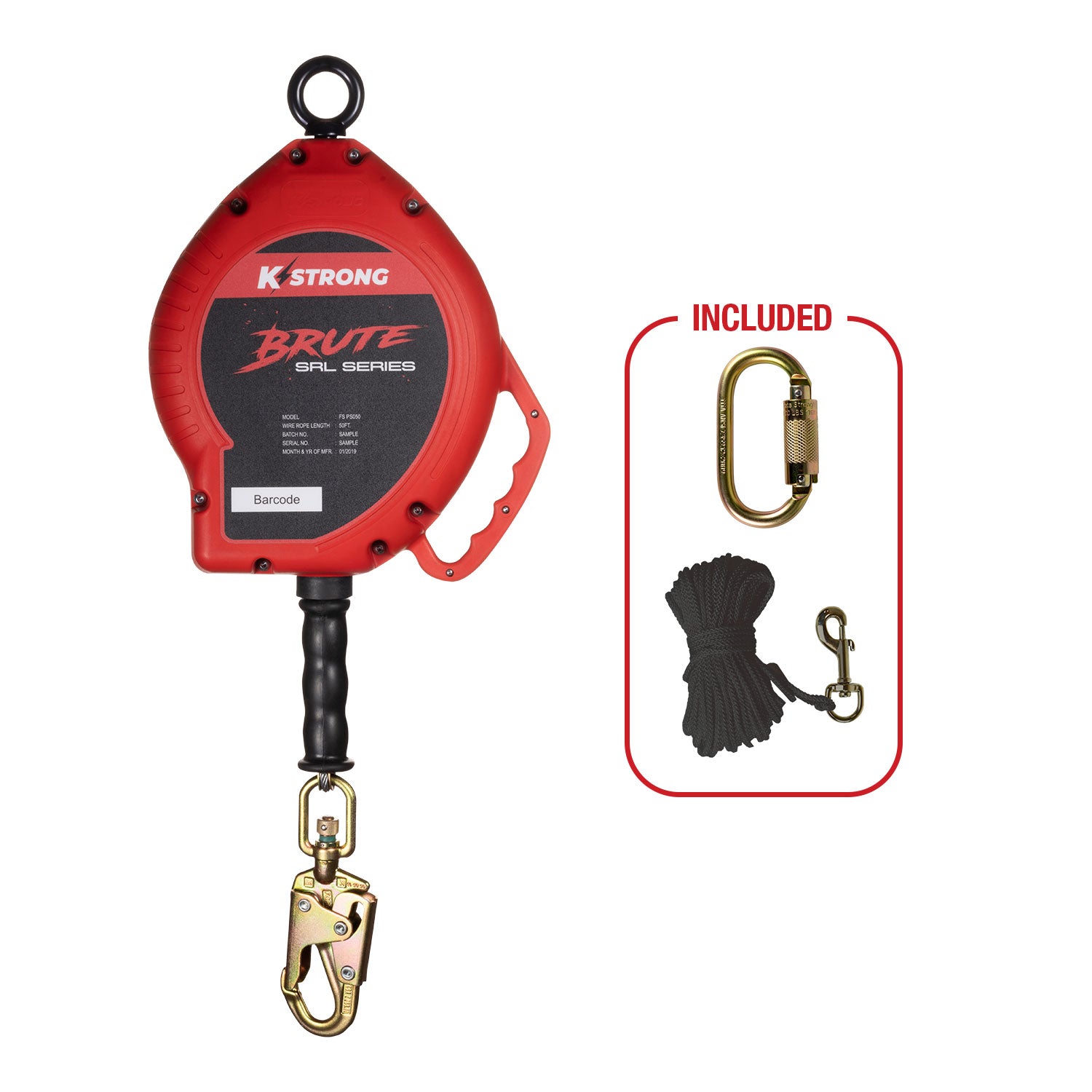K Strong BRUTE 50' Galvanized Steel Cable SRL with Swivel Snap Hook UFS310050