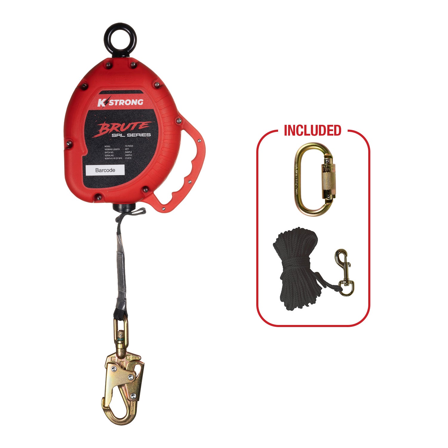 K Strong BRUTE 25' Web SRL with Swivel Snap Hook UFS350025