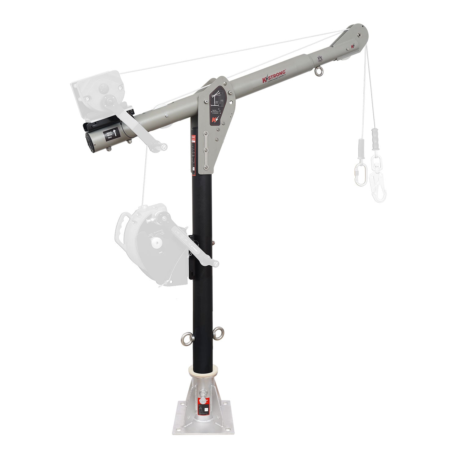 K Strong Megadavit Floor Mount Basic Kit w/ Floor Mount Column Mast Receiver, 54" Column Mast, and 3' Cantilever Boom Arm with Winch Bracket UFT551021BK