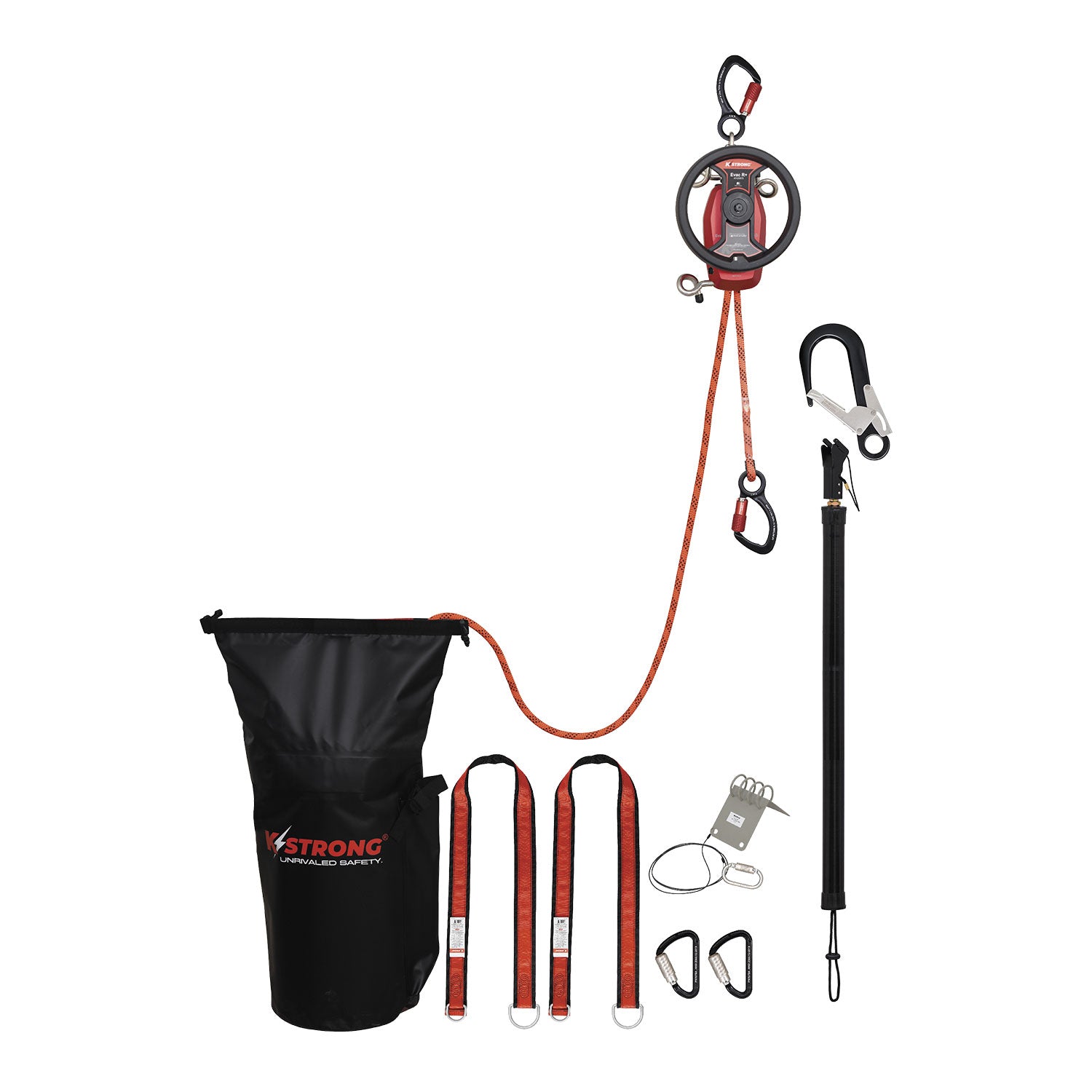 K Strong EVAC-R+ Full Rescue Kit with 300' Kernmantle Rope and Hexagon Connector Drill Attachment UFX209070(300)