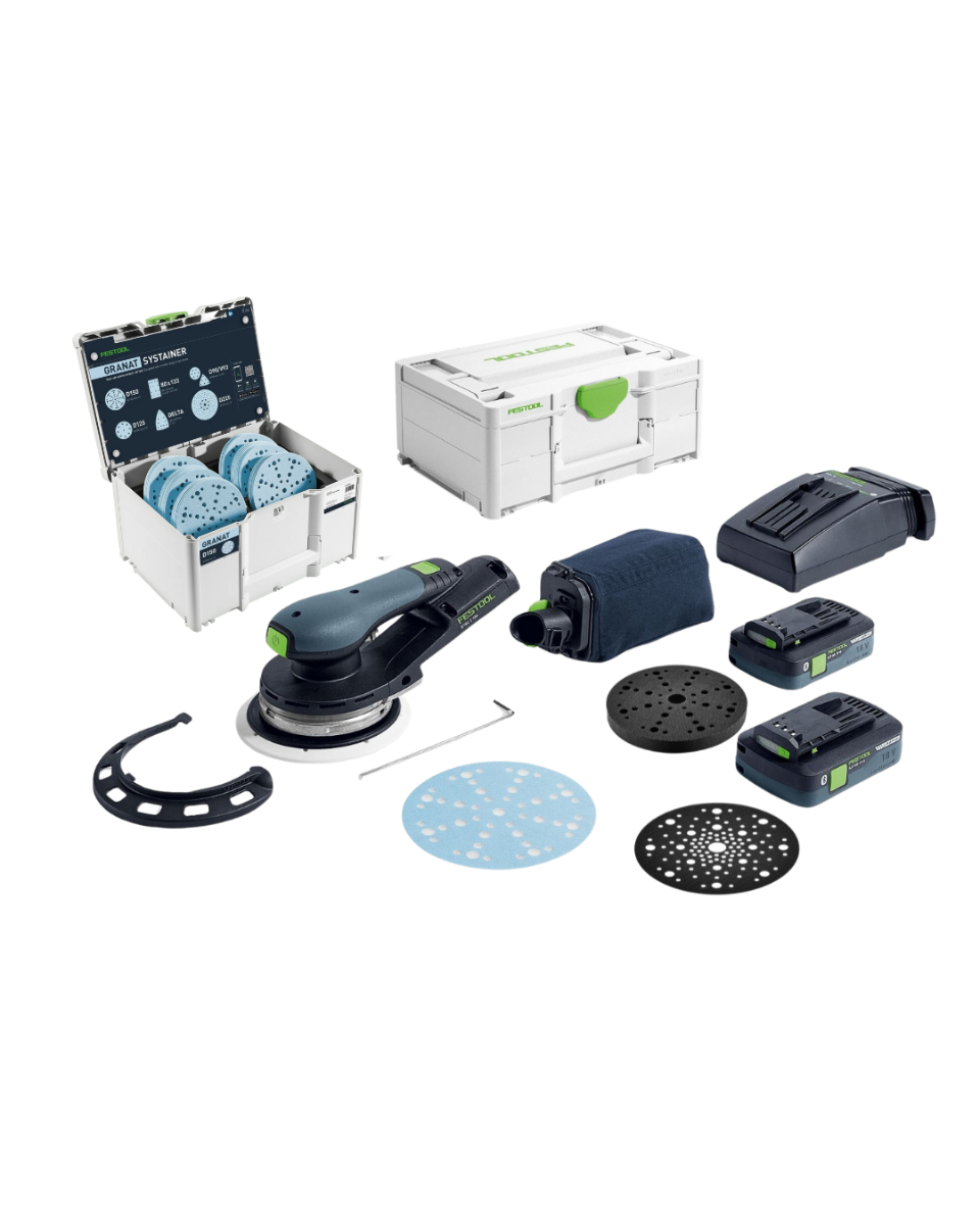 Festool PRO 6 in. Cordless Random Orbital Sander ETSC 2 Bundle w/ Abrasives & Pads 577728KIT