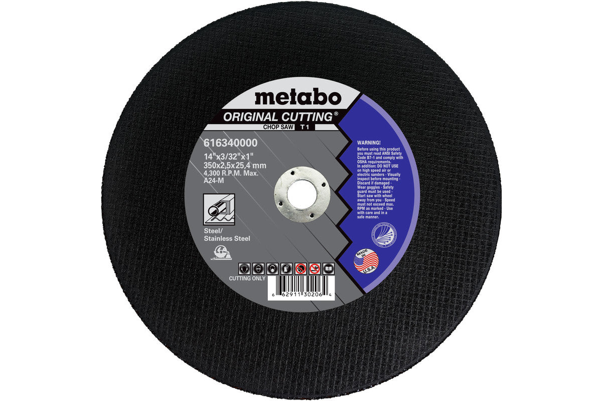 Metabo Longlife Original , TYPE 1, A30R, 14in X 7/64 X 1 - 10 Pack US616327000
