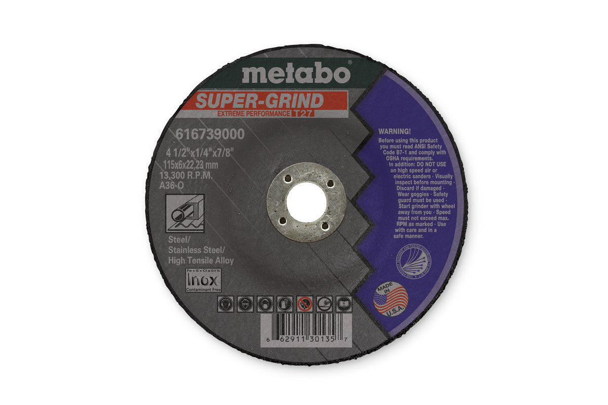 Metabo Super Grinding 5in X 1/4 X 7/8 - 25 Pack US616747000