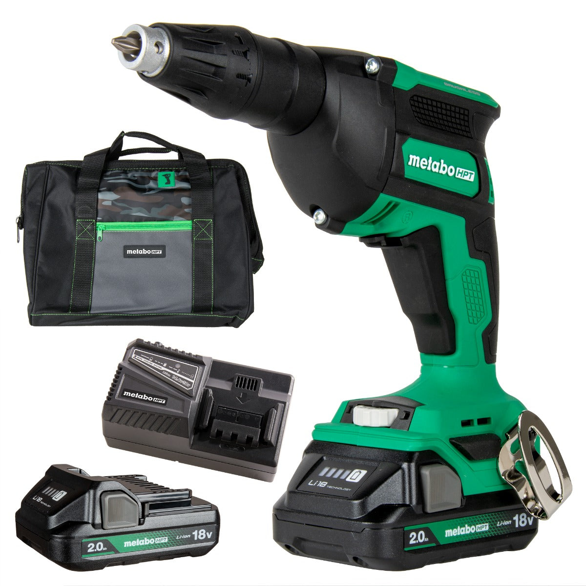 Metabo 18V MultiVolt Cordless Drywall Screw Gun Kit with 2x 2.0Ah Batteries, Charger & Bag W18DAQAM