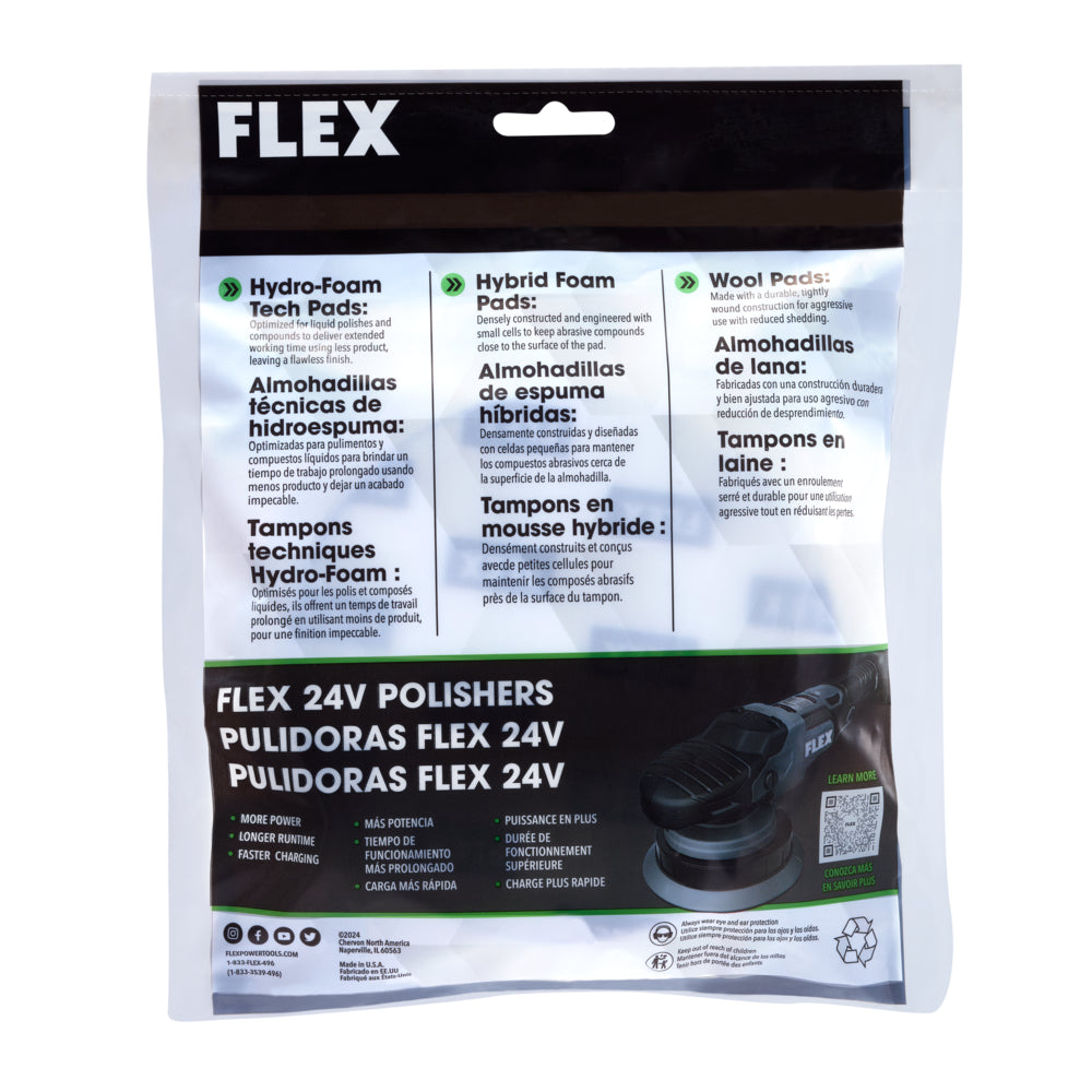 Flex Tools 6-1/2" White Medium Foam Polishing Pad FA305002