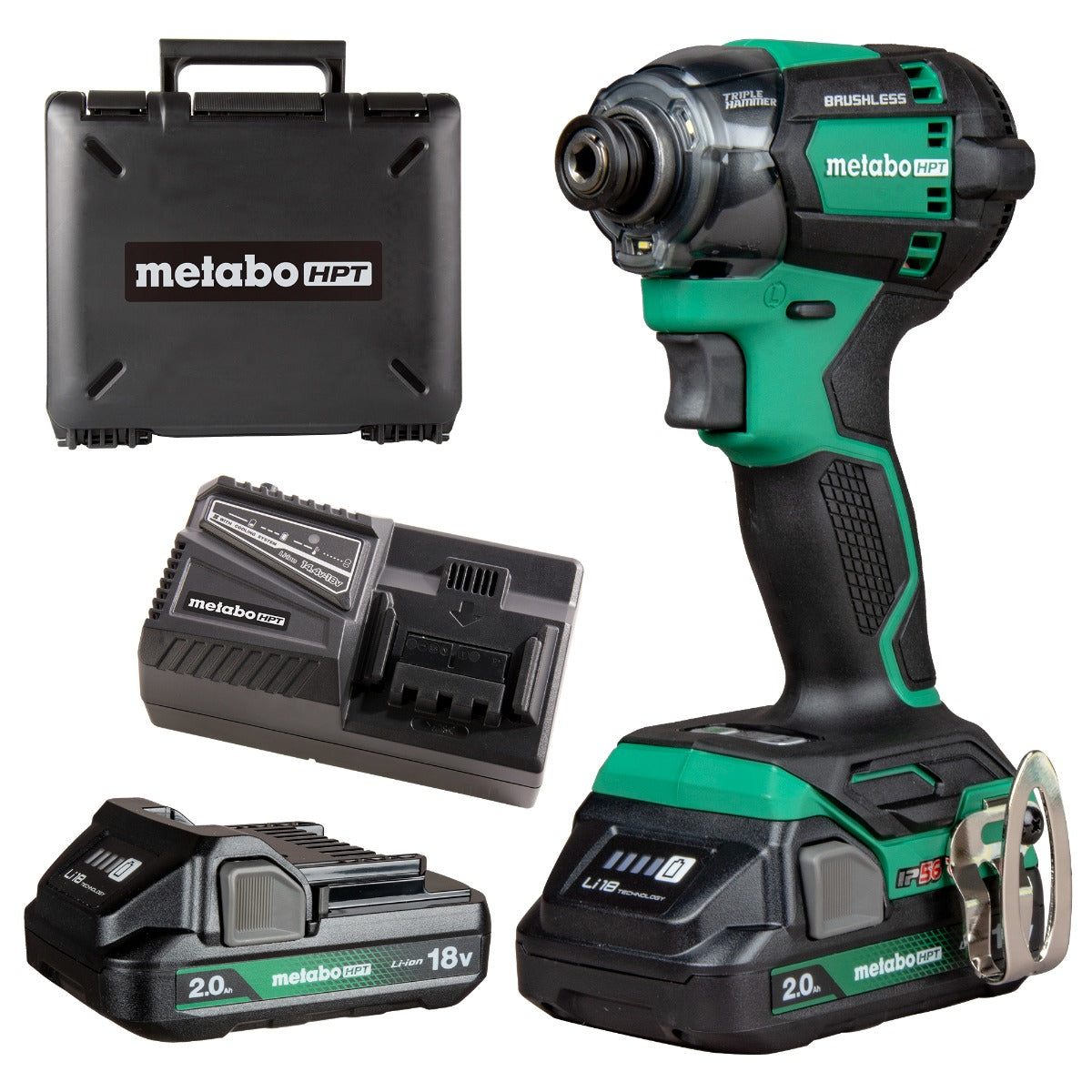 Metabo 18V MultiVolt Cordless Triple Hammer BOLT Impact Driver Kit, 2x 2.0Ah Batteries WH18DCM
