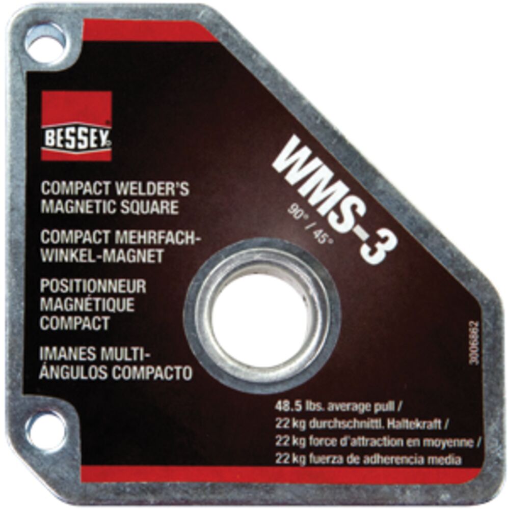 Bessey Tools Magnetic Square, 48.5 lbs Pull, 90 and 45 Degree WMS-3