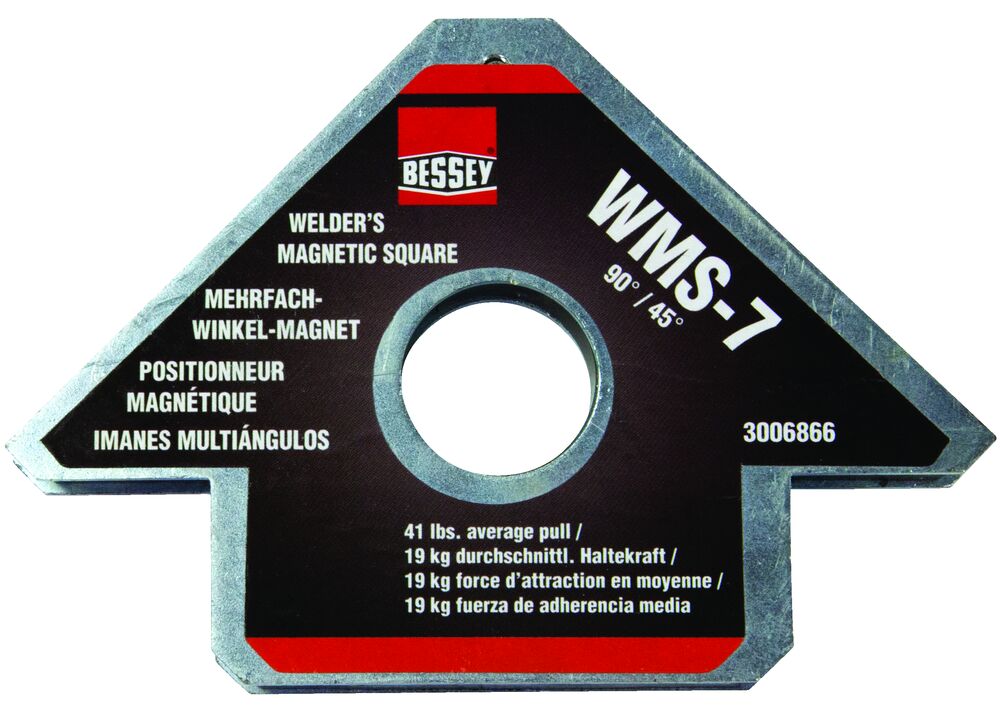 Bessey Tools Arrowhead Magnetic Square, 41 lbs Pull, 90 and 45 Degree WMS-7