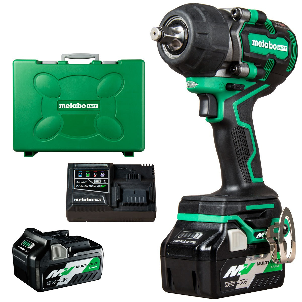 Metabo 36V MultiVolt 1/2" Mid-Torque Impact Wrench Kit, 2x 2.5Ah Batteries WR36DEM
