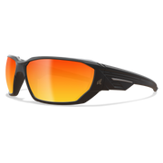 Edge Eyewear Dawson Safety Glasses, Black Frame, Aqua Precision Red Mirror Lens XDAP419