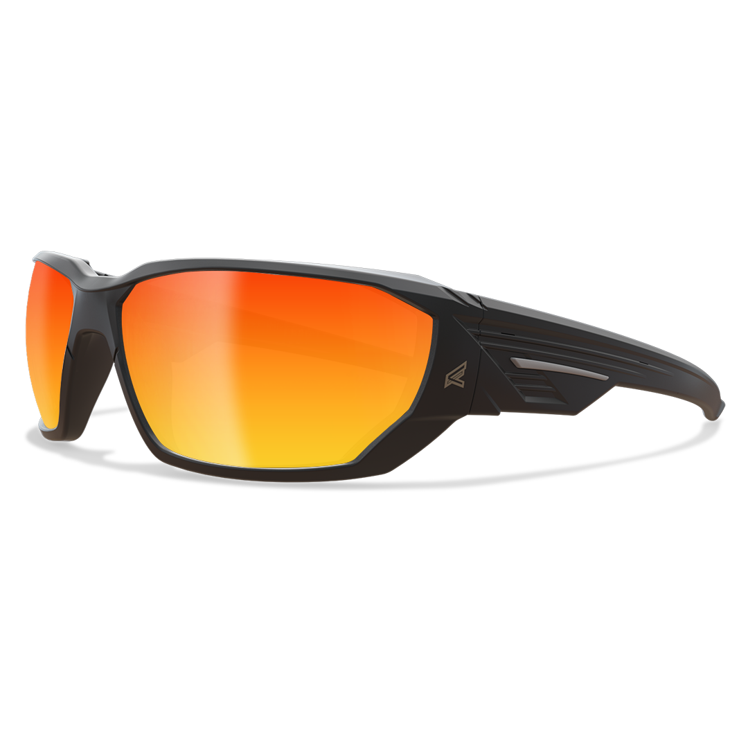 Edge Eyewear Dawson Safety Glasses, Black Frame, Aqua Precision Red Mirror Lens XDAP419