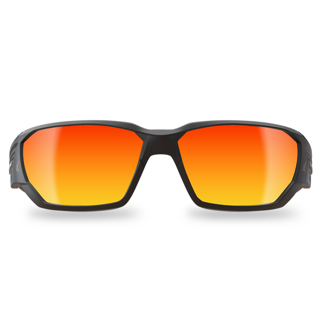Edge Eyewear Dawson Safety Glasses, Black Frame, Aqua Precision Red Mirror Lens XDAP419