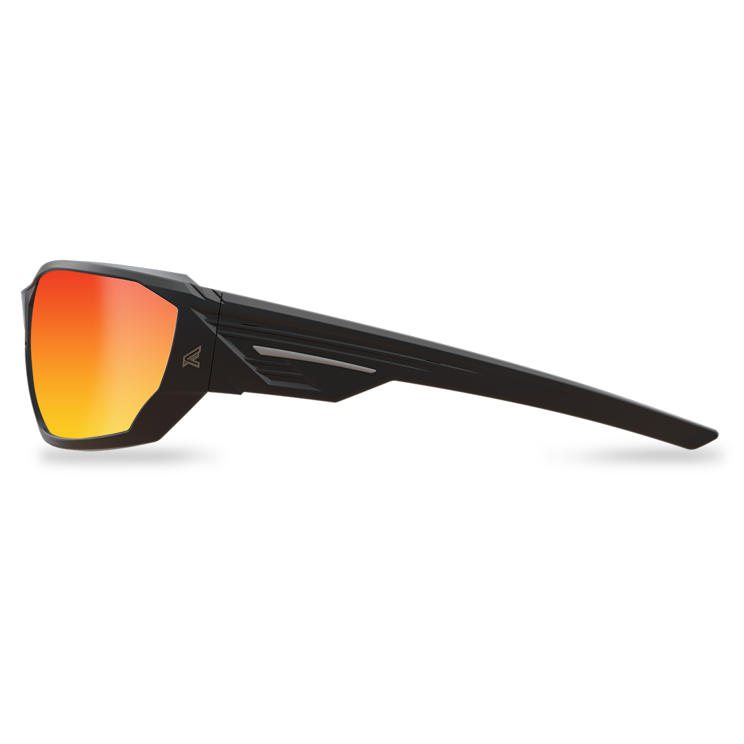 Edge Eyewear Dawson Safety Glasses, Black Frame, Aqua Precision Red Mirror Lens XDAP419