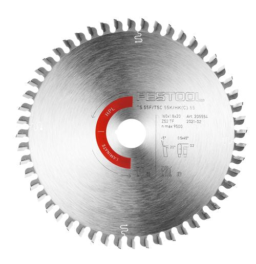 Festool Laminate 52 Tooth Saw Blade for TS 55 F/TSC 55 K/HK 55/HKC 55 205562