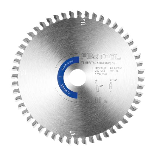 Festool Aluminum/Plastics 52 Tooth Saw Blade for TS 55 F/TSC 55 K/HK 55/HKC 55 205563