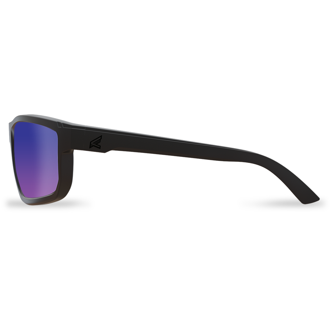 Edge Eyewear Defiance Safety Glasses, Black Frame, Polarized Aqua Precision Blue Mirror Lens ZTDFAP218